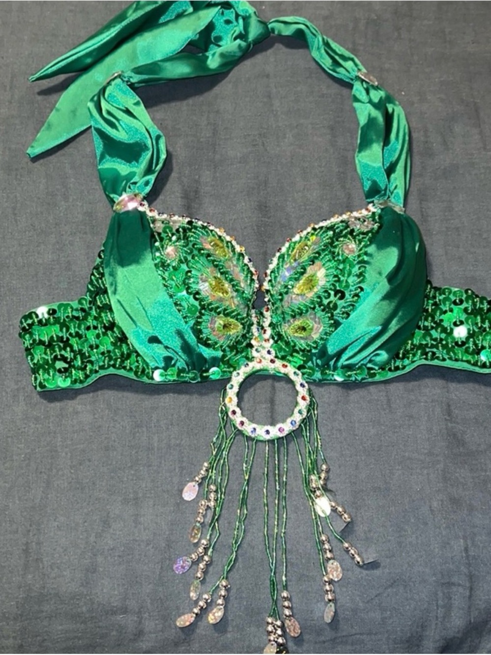 Green Sequined Bra Top